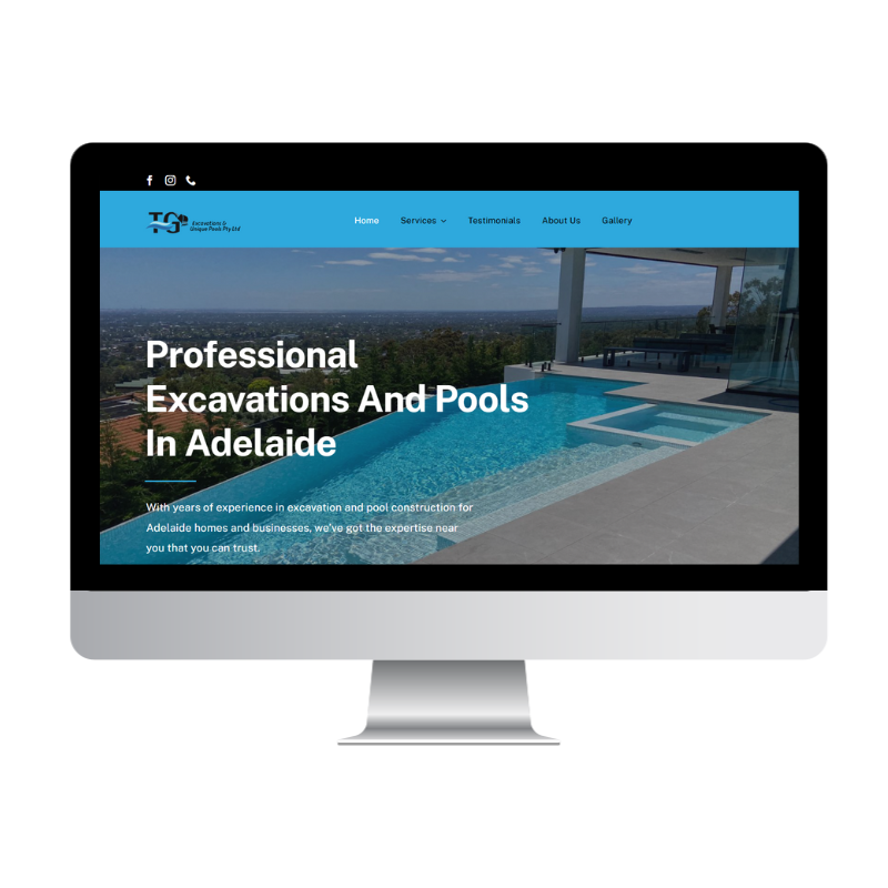 TG Excavations & Unique Pools website built by Websites That Convert
