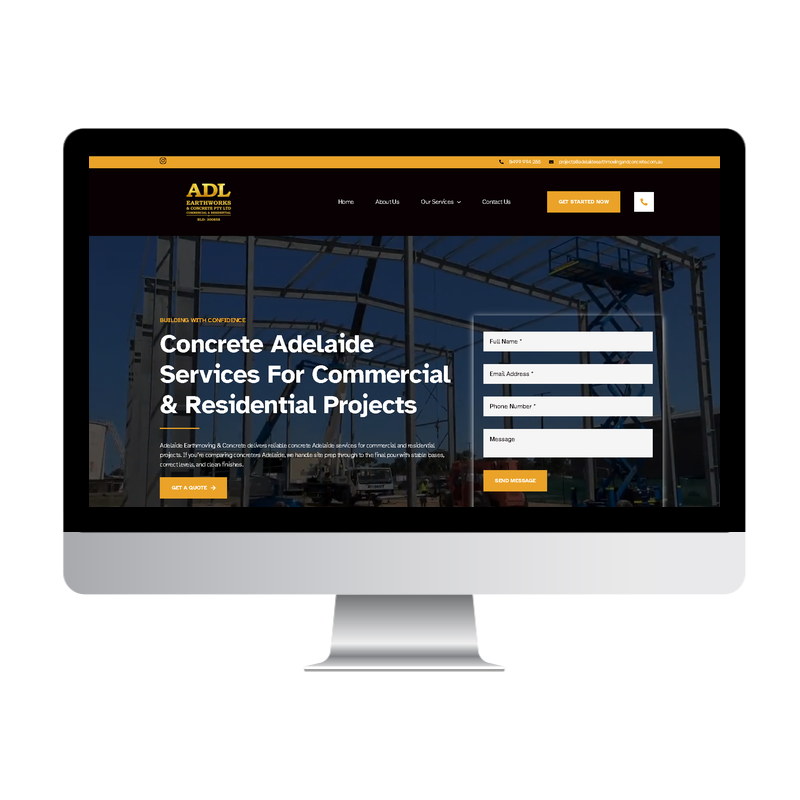 Adelaide Earthmoving & Concrete website built by Websites That Convert